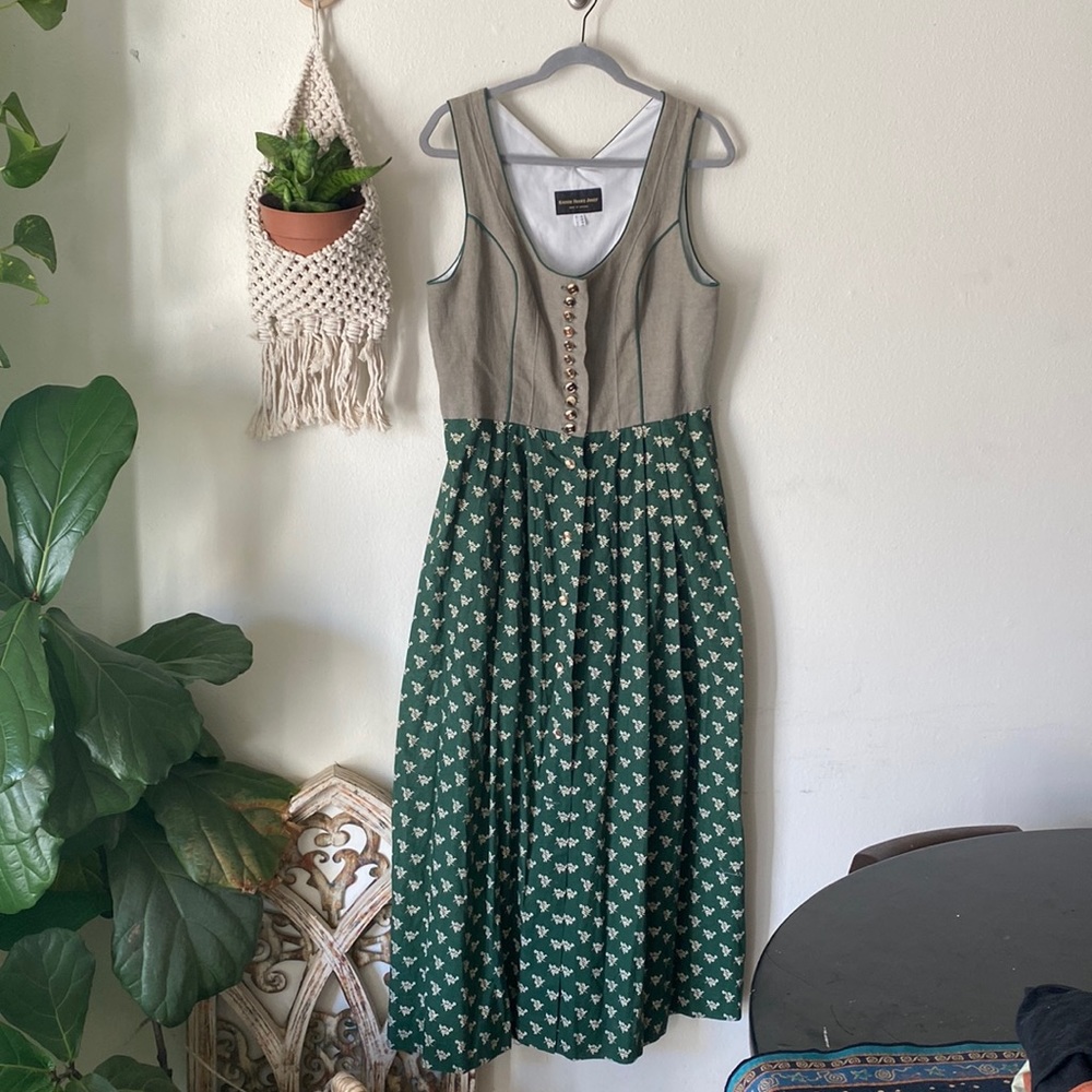 Vintage Kaiser Frank Josef green grey dirndl dress